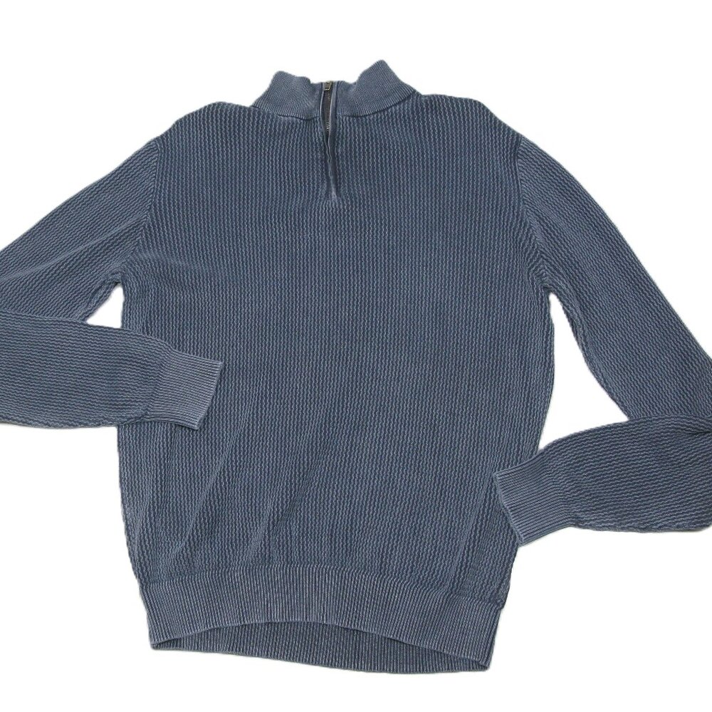 California Shirt Co. Men's Navy Blue Ribbed 1/4 Zip Pullover Size Medium